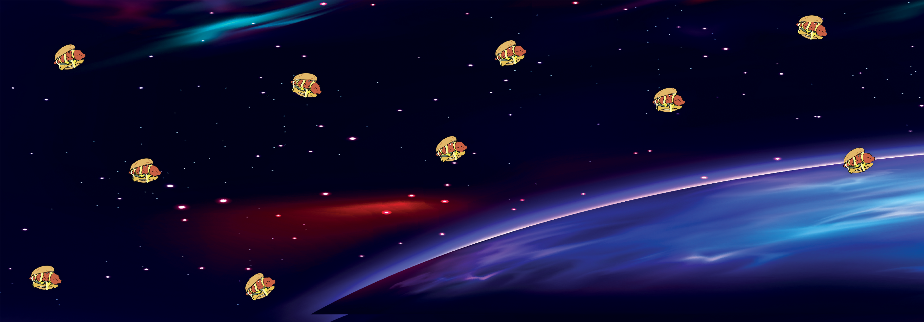 Drawing of chicken tenders in space